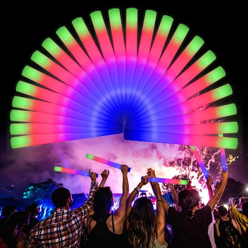 Vista 13 de LifBetter Varitas de brillo a granel – 20 varillas de espuma LED brillantes con tres modos de luz intermitente para fiestas DJ, para festivales
