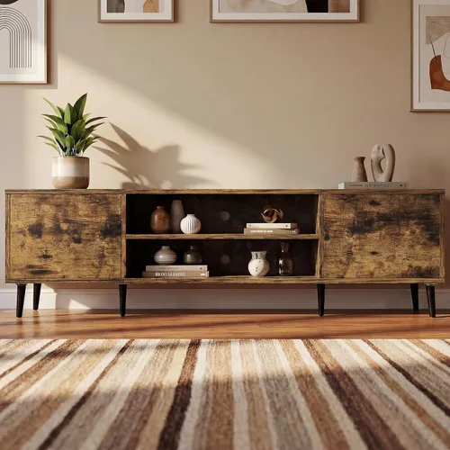 Vista 11 de JUMMICO Soporte de TV moderno Mid-Century con almacenamiento, 50 pulgadas Gris