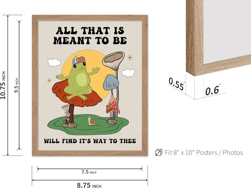 Vista 3 de Poster Master All That Is Meant To Be Poster - Retro Frog on Mushroom Print - Meditation Art - Motivational Design - Preppy Print - Trendy Decor