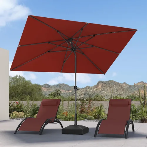 Vista 65 de PURPLE LEAF - Sombrilla de patio rectangular de 6' x 4', sombrilla de mesa para exteriores con marco de aluminio, sombrilla de mercado, sombrilla