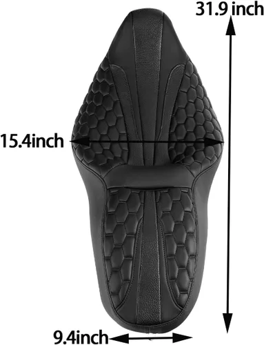 Vista 2 de Asiento de conductor, pasajero y piloto - SLMOTO Asiento de motocicleta de una pieza para 2 personas, compatible con Harley Touring Road King CVO