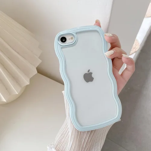 Vista 61 de QLTYPRI Funda compatible con iPhone 7/8/SE, bonita funda transparente con marco ondulado rizado para niñas y mujeres, funda protectora de TPU