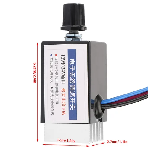 Vista 6 de Universal DC 12V/24V Controlador de velocidad del motor, regulador de velocidad del motor, interruptor del gobernador del motor, mejor disipación