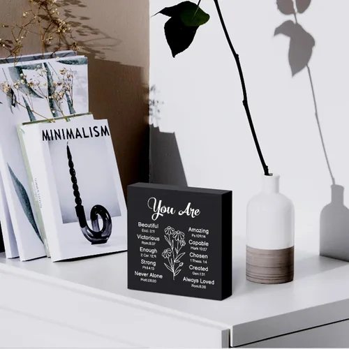 Vista 5 de Regalos religiosos para mujeres, regalos cristianos, caja de madera cristiana, decoración de escritorio, versículos de la Biblia, decoración