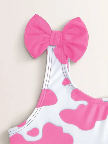 Vista 3 de WDIRARA Traje de baño de una pieza con estampado de vaca para niña