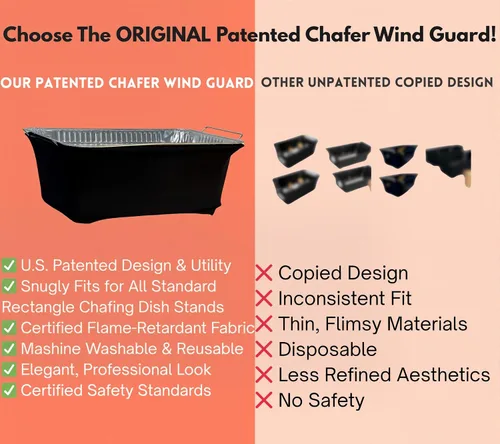 Vista 4 de The Original Patented' - Protector contra el viento para bufés, catering, cubierta para calentador de alimentos, poliéster ignífugo, lavable, Negro