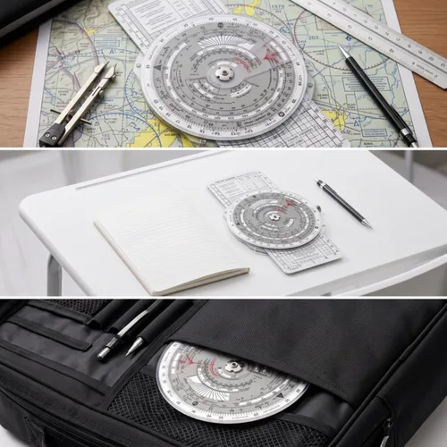 Vista 3 de Portable Aviation Computer fine Detail Markings, Circular Slide Rule, Compact, E6B-Aviation Computer, for Cockpit