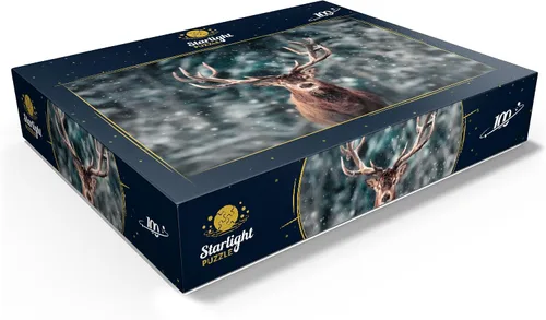 Vista 3 de MyPuzzle Noble Deer in Winter Snow Forest - Rompecabezas de 100 piezas para adultos
