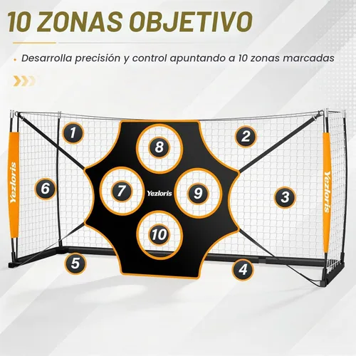 Vista 6 de Portería de fútbol de 12 x 6 pies con objetivo de precisión de 10 agujeros, marco resistente