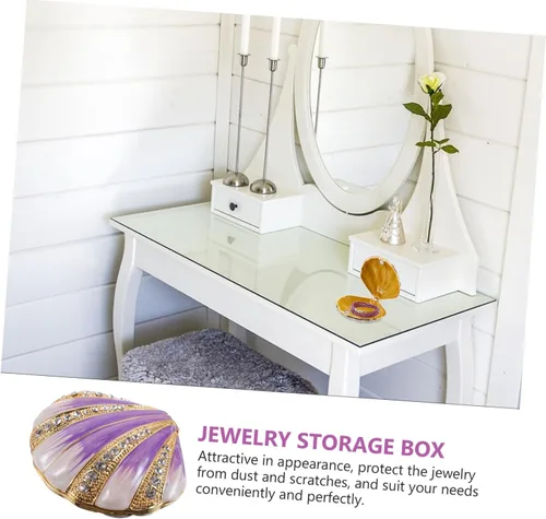 Vista 4 de LIFKOME Joyero para mujer, bandeja para anillos, cajas de joyería para mujer, decoración del océano, plato de baratija, caja de joyería morada, caja