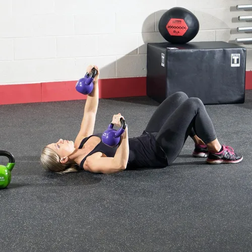 Vista 5 de Body-Solid Pesas rusas recubiertas de vinilo con asas de agarre de hervidor, pesas rusas perfectas para entrenamiento con pesas y equipos