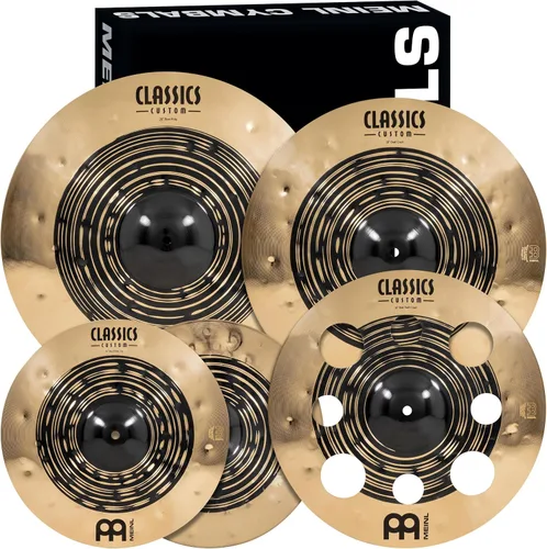 Vista 10 de Conjunto de platillos en caja con hihats de 15", choque de 20", choque-paseo de 22" más un choque de basura de 18" gratis – Classics Custom Dark