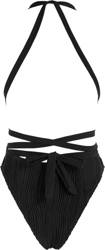 Vista 4 de ZAFUL Traje de baño sexy de una pieza de color sólido con cuello profundo para mujer