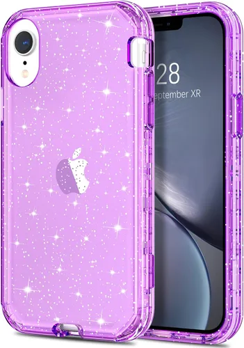 Vista 15 de Hython Compatible con Funda para iPhone XR, Protector Defensor de Cuerpo Completo de Servicio Pesado con Purpurina Brillante Reluciente, Carcasa