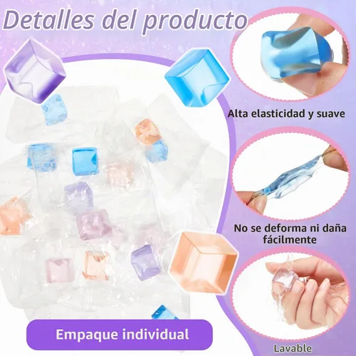 Vista 4 de Poen 50 mini bolas de cubitos de hielo de 0.7 pulgadas Fidget Toys Color elegante