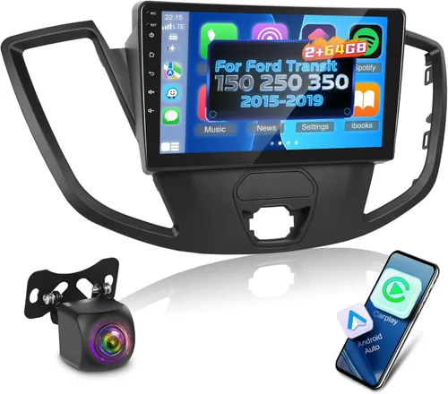 Vista 9 de [2+64] Radio de coche para Ford Transit 150 250 350 2015-2019, pantalla táctil Android estéreo de 9 pulgadas con Carplay y Android Auto, GPS, WiFi