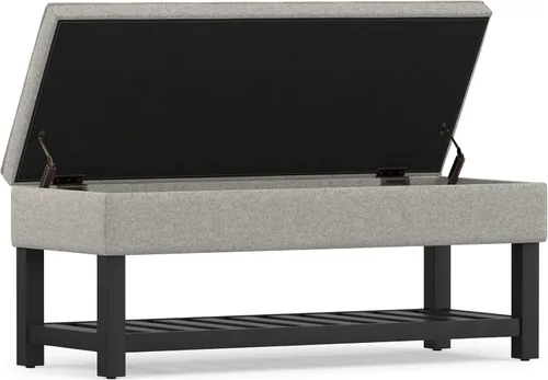Vista 4 de SIMPLIHOME Cosmopolitan - Otomana rectangular con aspecto de lino de 44 Cloud gris