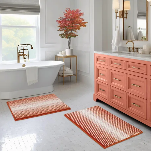 Vista 127 de BSICPRO Tapetes de baño de felpilla, 20 x 32 pulgadas, antideslizantes, absorbentes, suaves, peludos, para baño, lavables a máquina (salvia)