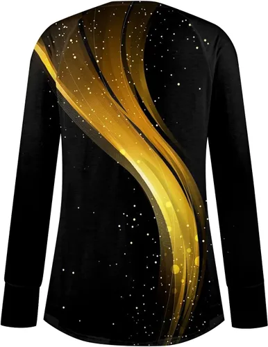 Vista 3 de Going Out Tops for Women Long Sleeve Leaky Thumb T Shirts Round Neck Printing Pullover Tops Hide Belly Outfit