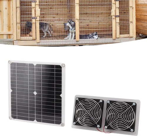 Vista 2 de Kit de ventilador de panel solar al aire libre 15w para invernadero de gallinero