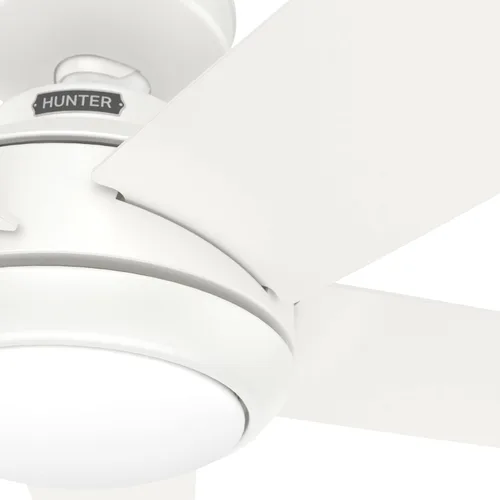 Vista 11 de Hunter 51697 - Ventilador de techo para interiores de 52 pulgadas con luz LED y control remoto, ventilador de techo blanco, montaje estándar, 5