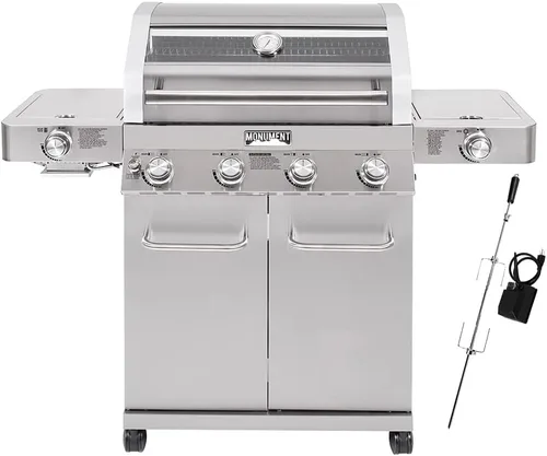 Vista 11 de Monument Grills Parrillas de gas propano de 4 quemadores más grandes de acero inoxidable con kit de asador (2 artículos)