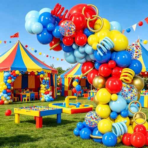 Vista 6 de PERPAOL 150 guirnaldas de globos rojos, amarillos y azules, globos de látex metálicos mixtos de confeti para cumpleaños, ducha, carnaval, circo