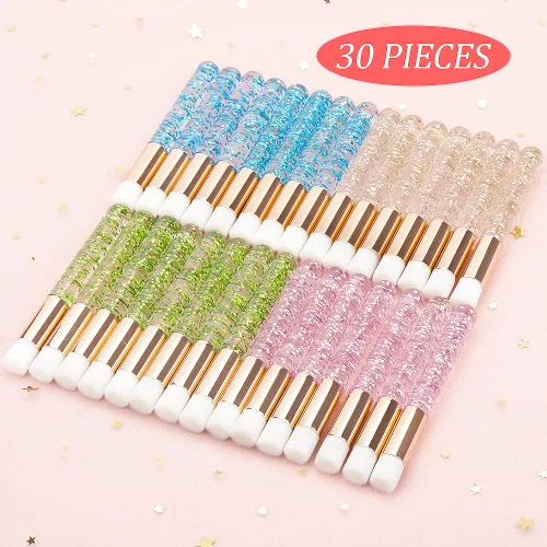 Vista 6 de 30 cepillos de champú de pestañas de cristal, cepillo de limpieza de pestañas, cepillos de maquillaje suaves para limpieza de extensiones