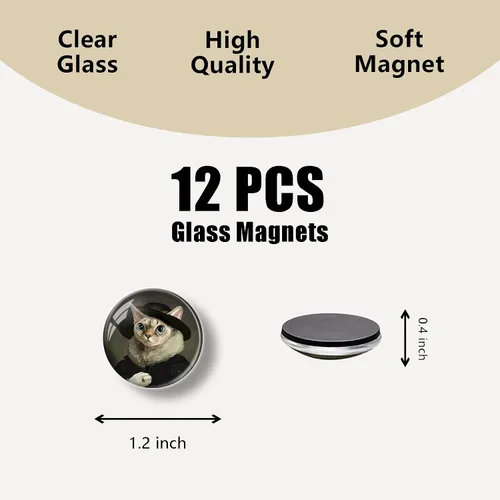Vista 3 de 12 imanes de cristal para nevera, lindos gatos, imanes decorativos para refrigerador, para cocina, oficina, pizarra, gabinete y lavavajillas