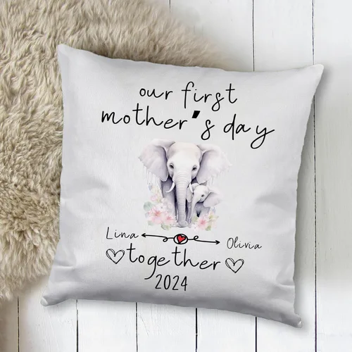 Vista 2 de Mother's Day Elephant, Personalised Pillow Case Decor for Home, Present for Mom, Grandmother, for Her
