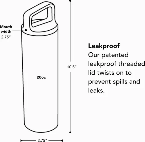 Vista 2 de MiiR Botella de agua de boca ancha - Botella de agua aislada de 20 onzas en acero inoxidable con aislamiento al vacío de doble pared, diseño a