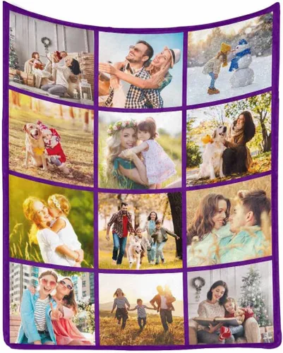 Vista 31 de MyPupSocks Manta de fotos personalizada para la familia, manta personalizada con 10 fotos y texto para mejores amigos, personaliza tus propias fotos