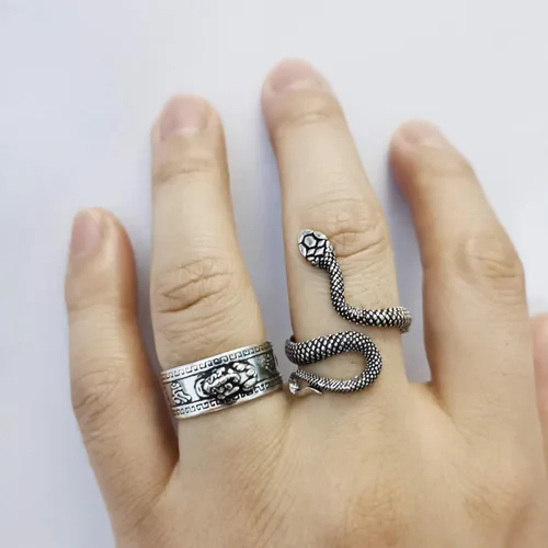 Vista 5 de Anillo ajustable de plata 990 Feng Shui PiXiu Mani Mantra Protección Wealth Ring