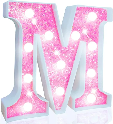 Vista 21 de Pooqla Luces de números de marquesina, números de luz rosa para niñas de 10.º cumpleaños, funciona con pilas, luz nocturna de número con purpurina
