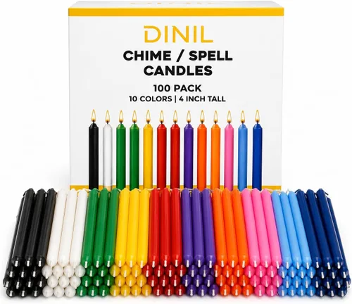 Vista 2 de Dinil Velas de hechizo surtidas, paquete de 100 velas sin perfume de 4 10 colores surtidos