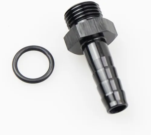 Vista 23 de Aluminio -4 AN ORB macho a 1/4 "(6.35mm) Barb Push On Manguera Adaptador Negro