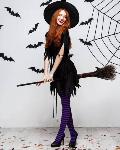 Vista 3 de 6 medias de rayas cómodas para mujer, medias de Halloween a rayas para niñas, disfraz de Halloween