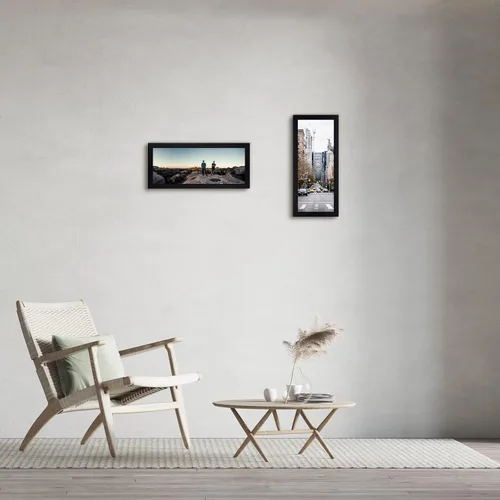 Vista 7 de Golden State Art, Portarretratos de madera maciza con vidrio templado, 8 x 20 pulgadas, color negro, formato horizontal y vertical para pared, marco