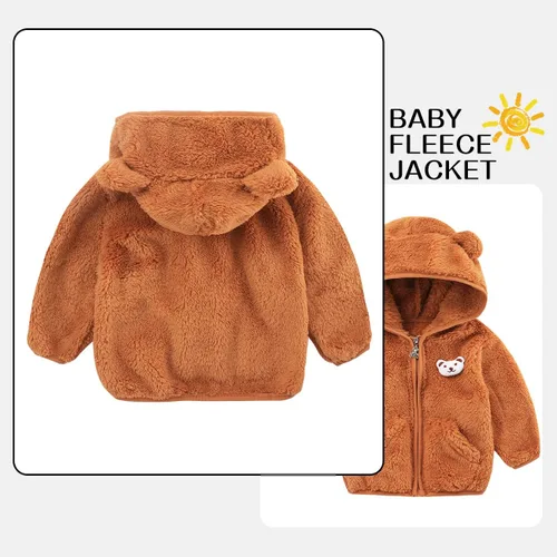 Vista 2 de Chaqueta de forro polar para bebé, ropa de vino para niña, abrigo para niños pequeños