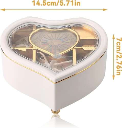 Vista 5 de HERCHR Caja de música Bailarina Musical Joyero de Corazón Musical Joyero para Hija Novia en Cumpleaños Navidad San Valentín Niñas Caja de música