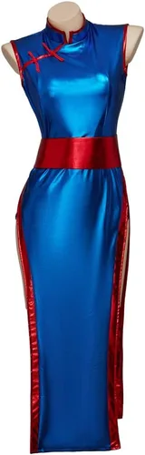Vista 3 de iSHOWcos Disfraz de cosplay de Chi Chi para mujer, vestido azul sexy, traje de Halloween
