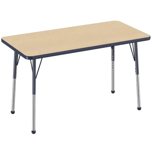 Vista 68 de FDP - Mesa rectangular para actividades escolares y de oficina (24 x 36 pulgadas), patas estándar con deslizadores giratorios, altura ajustable