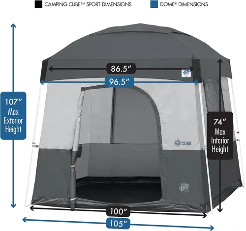 Vista 11 de E-Z UP Camping Cube Sport, convierte el toldo de patas en ángulo de 10 pies en tienda de campaña