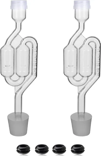 Vista 9 de Set de esclusas de aire con burbujas, 4 esclusas para fermentación, 4 tapones de perforación #6 y 8 gomas de esclusa, utilizado para fermentar vino
