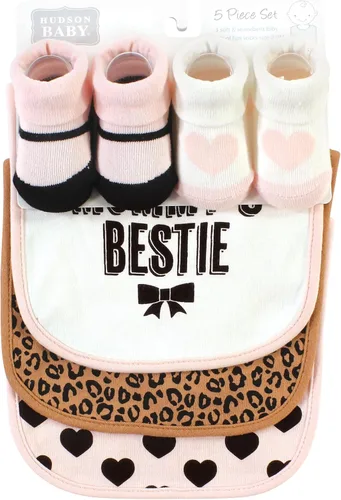 Vista 193 de Hudson Baby Conjunto de babero y calcetines unisex de algodón para bebé