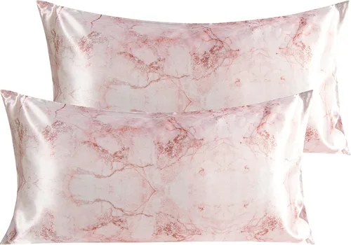 Vista 24 de BEDSUM Paquete de 2 fundas de almohada de satén de seda King para cabello y piel, suaves y lujosas, fundas de almohada con cierre de sobre, 20 x 36