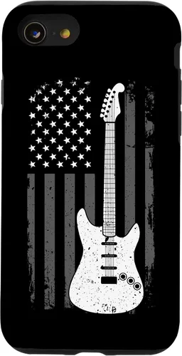 Vista 8 de iPhone 12 mini guitarra americana bandera de Estados Unidos reproductor de música Guitarrista eléctrico caso de regalo