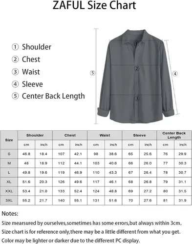 Vista 7 de ZAFUL Camisas de vestir elásticas sin arrugas para hombre, camisa de algodón casual con botones de manga larga
