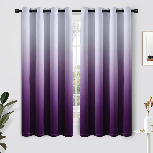 Vista 91 de SimpleHome Cortinas degradadas degradadas para oscurecer la habitación de 36 pulgadas de largo para dormitorio, con ojales y bloqueo de luz Negro