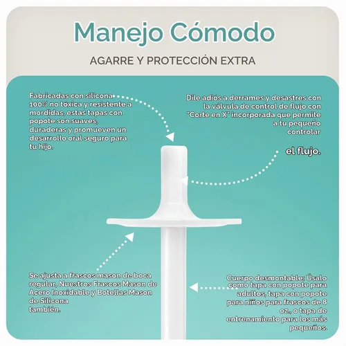 Vista 3 de Mason Bottle Tapones de silicona para popotes (paquete de 2) – Repuesto de popote para sorber, se adapta a tarros Mason de boca regular de 8 onzas